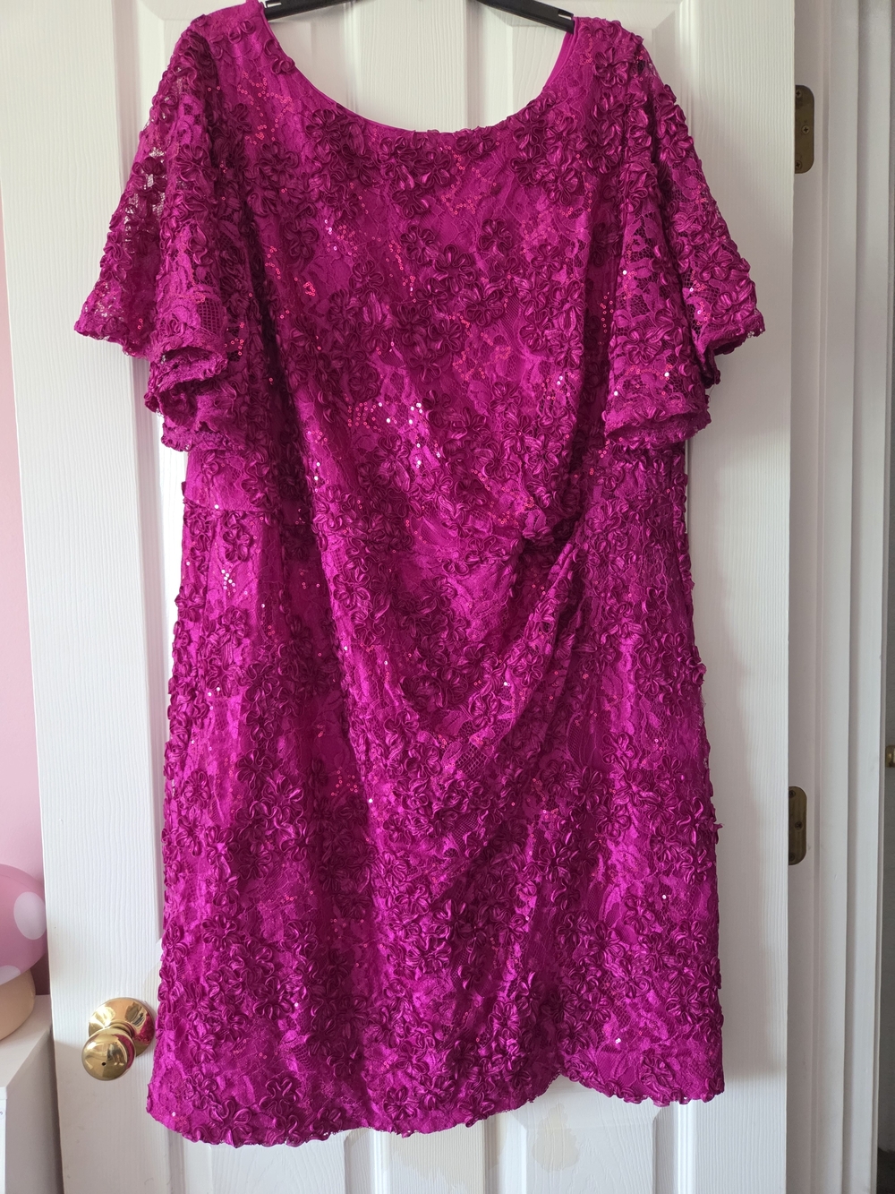 Jessica Howard Womens Plus Size Lace Flutter Sleeve Dress Size 20W